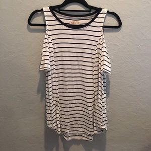 Hollister Striped Cold Shoulder Tee